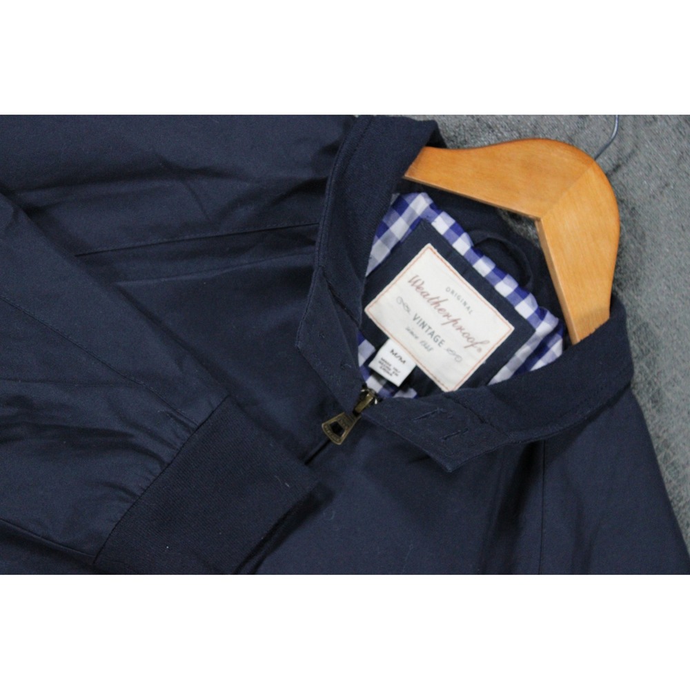 Weatherproof Vintage Mens Harrington Jacket Navy Blue Bomber Full Zip Medium
